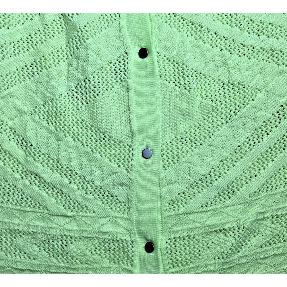 American Eagle XL Cardigan Sweater Neon Yellow Green Cotton Blend Lightweight - Picture 7 of 10